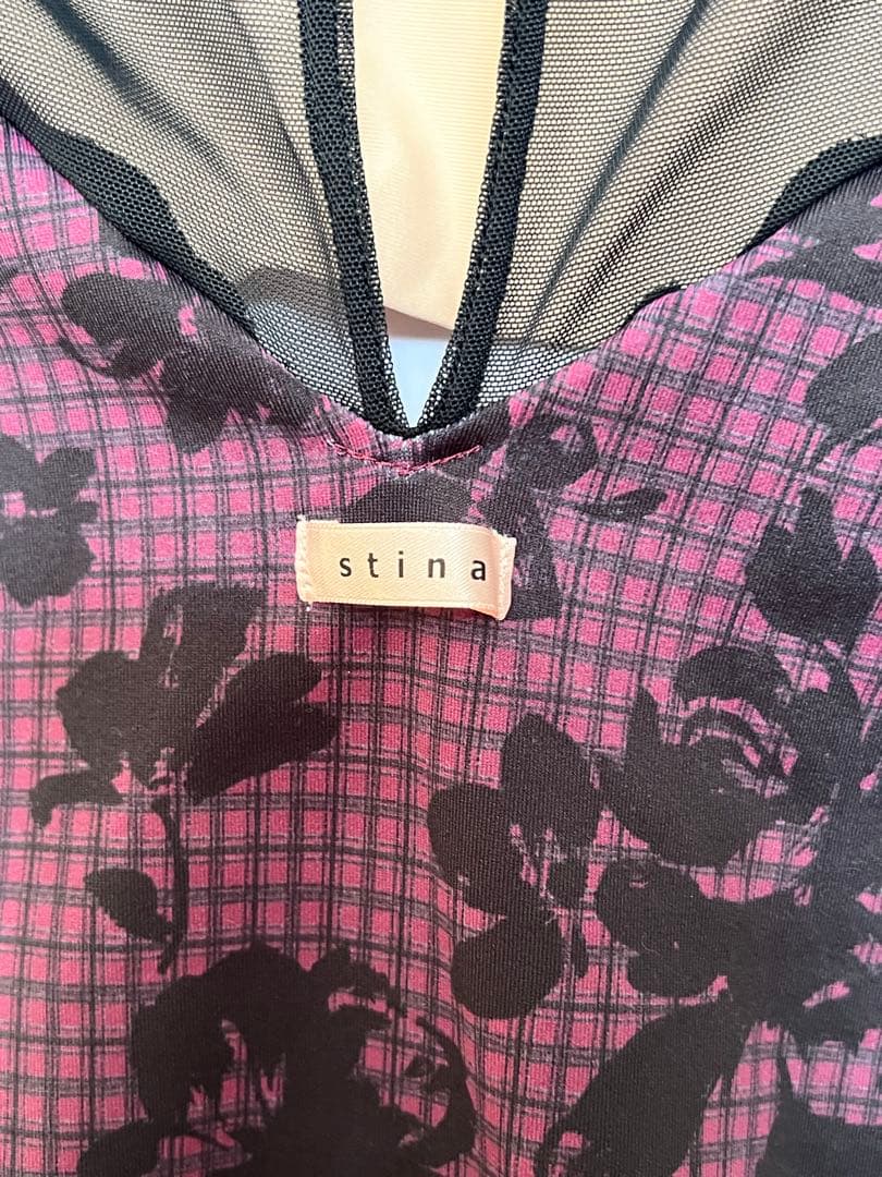 stina 花柄レオタード 長袖 メッシュ