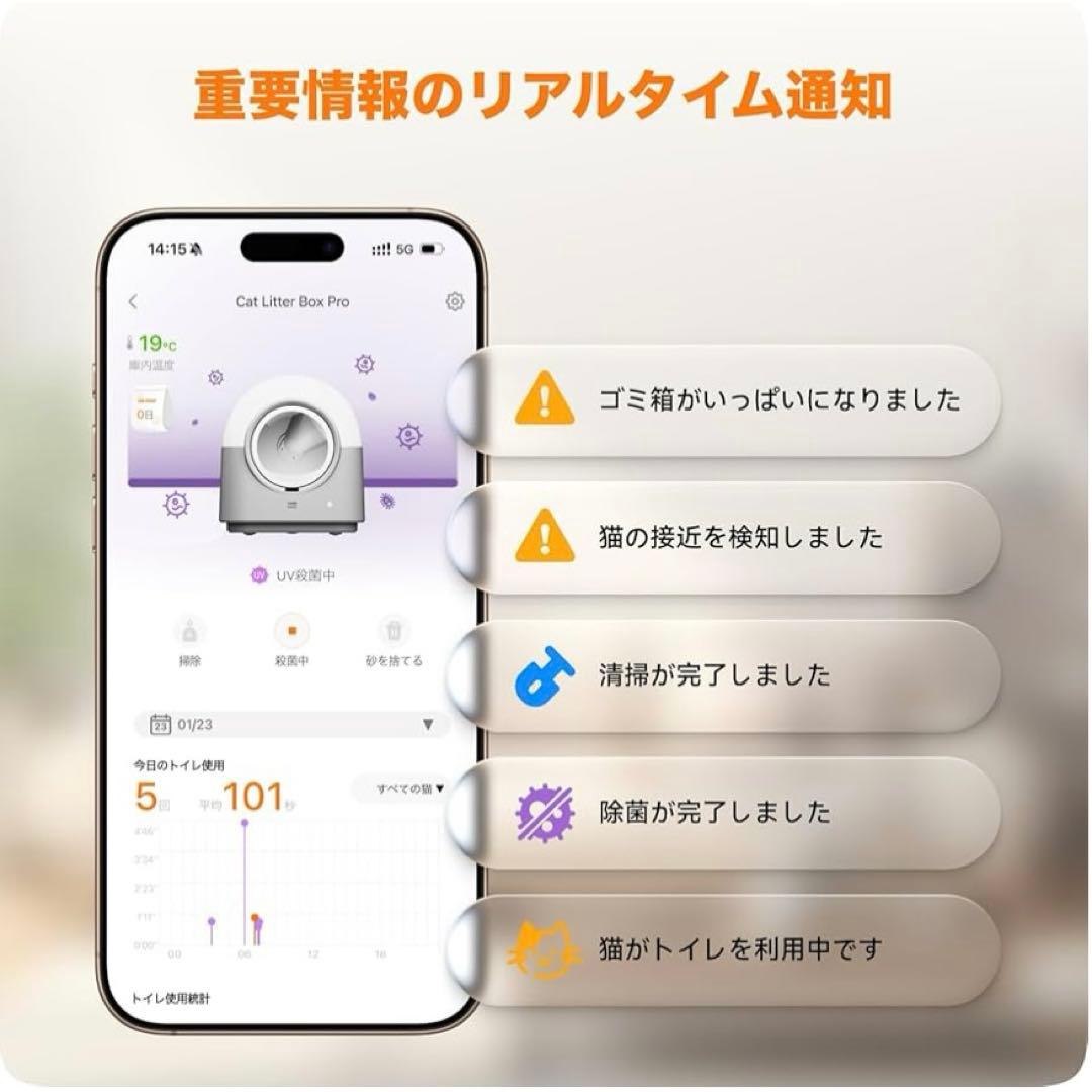 新品 自動猫トイレ Pro AI搭載センサー UVライト 自動清掃 多頭飼い対応