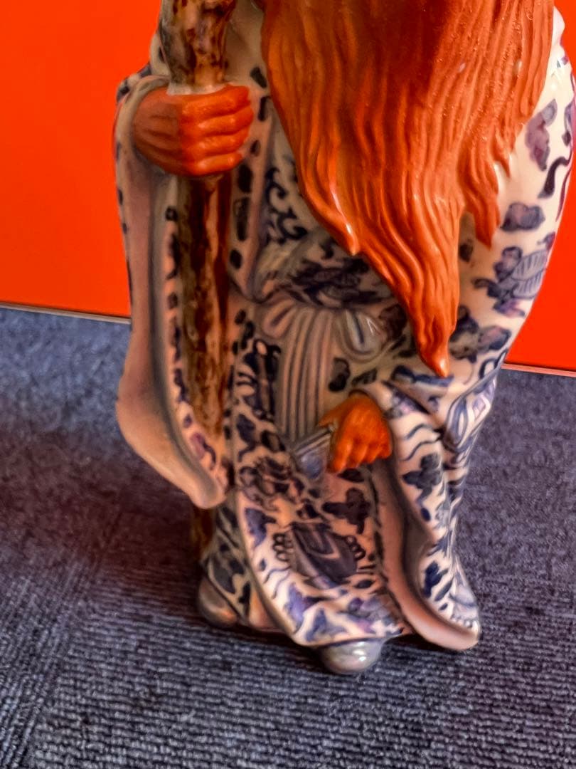 919 九谷焼　絵付　寿老人　置物　時代物