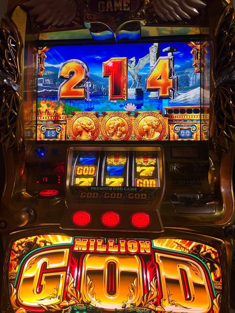 パチスロ実機　ミリオンゴッド　神々の凱旋　オートプレイ機付き