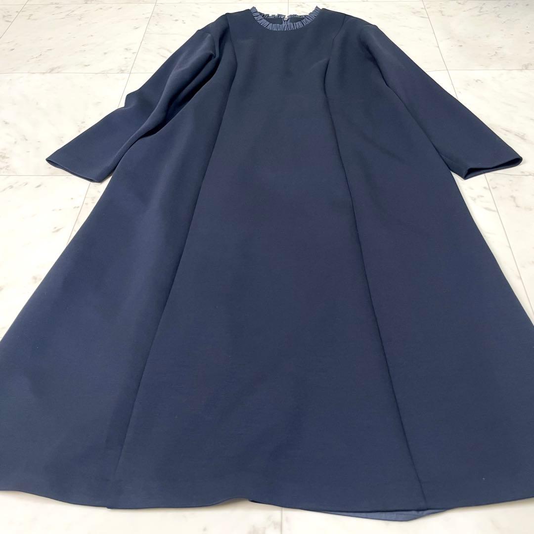 【未使用級】ビアズリー 2023AW バックペプラムフリルワンピース ネイビーF