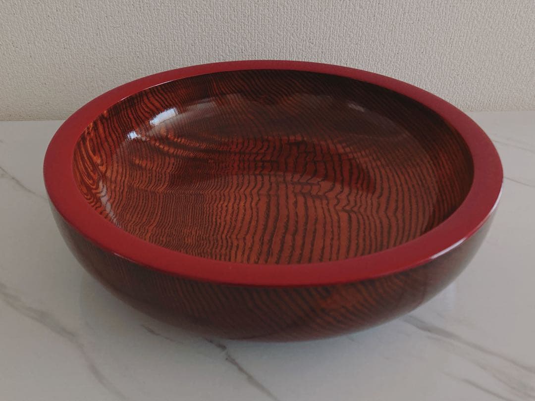 深鉢栃 ；面朱 32.5cm木製国産 漆塗り　未使用品