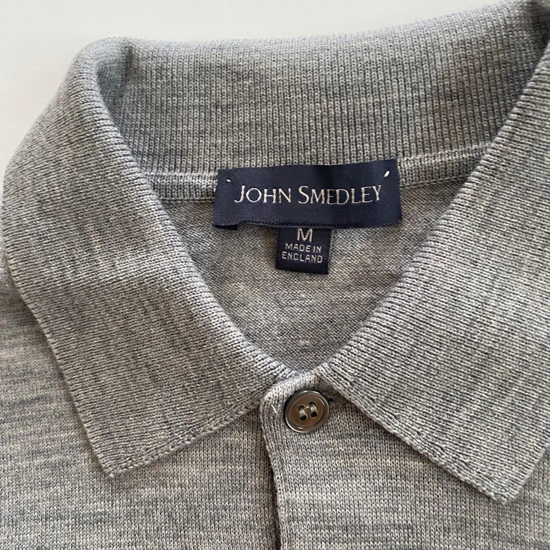 イギリス製 john smedley ニットポロ グレー S ウール