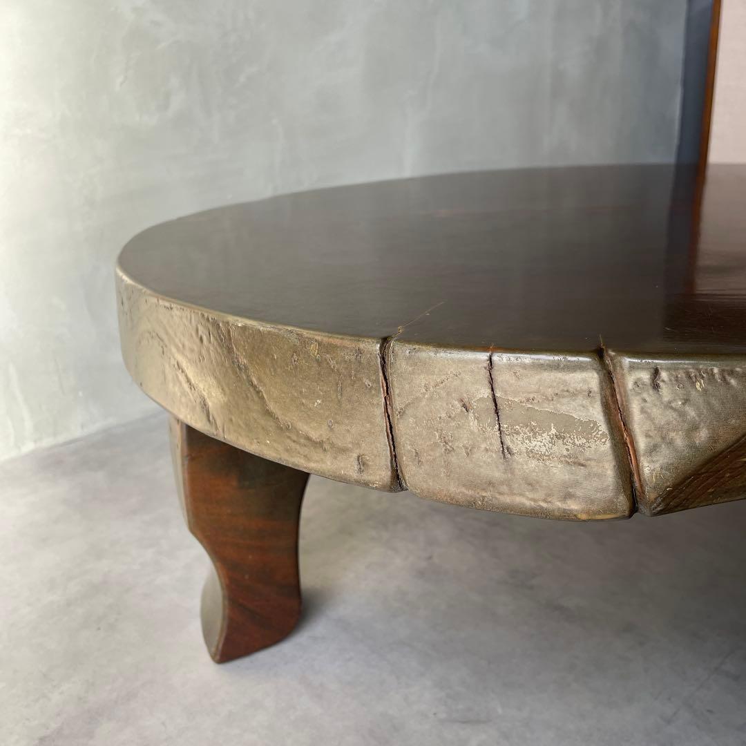 欅? 一枚板 銘木 楔打ほぞ 木製 ローテーブル ちゃぶ台