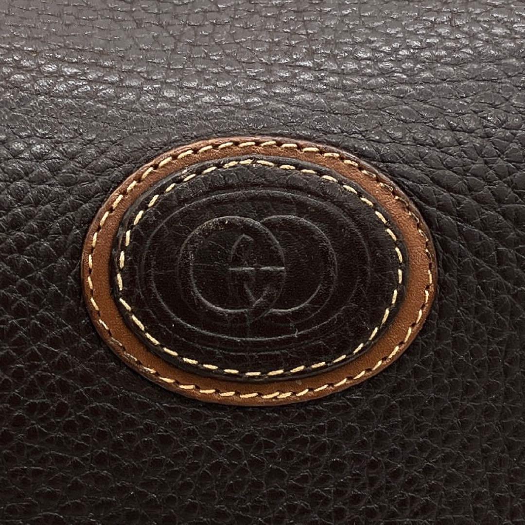 【GUCCI】メッセンジャーバッグ　ゴールド金具　レザー　ダークブラウン　A4