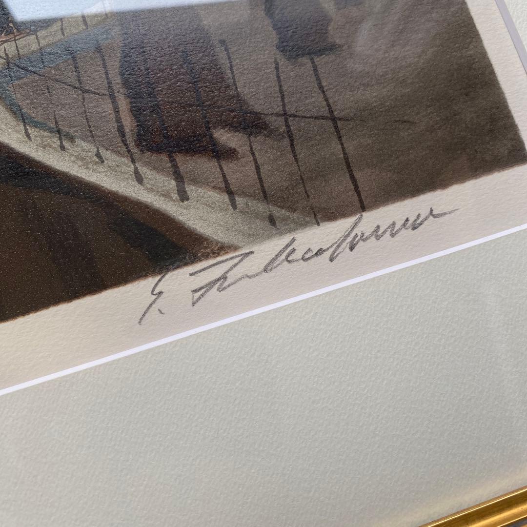 深沢昭明　風景画　176/300　絵画　アムステルダム　マヘレの跳ね橋