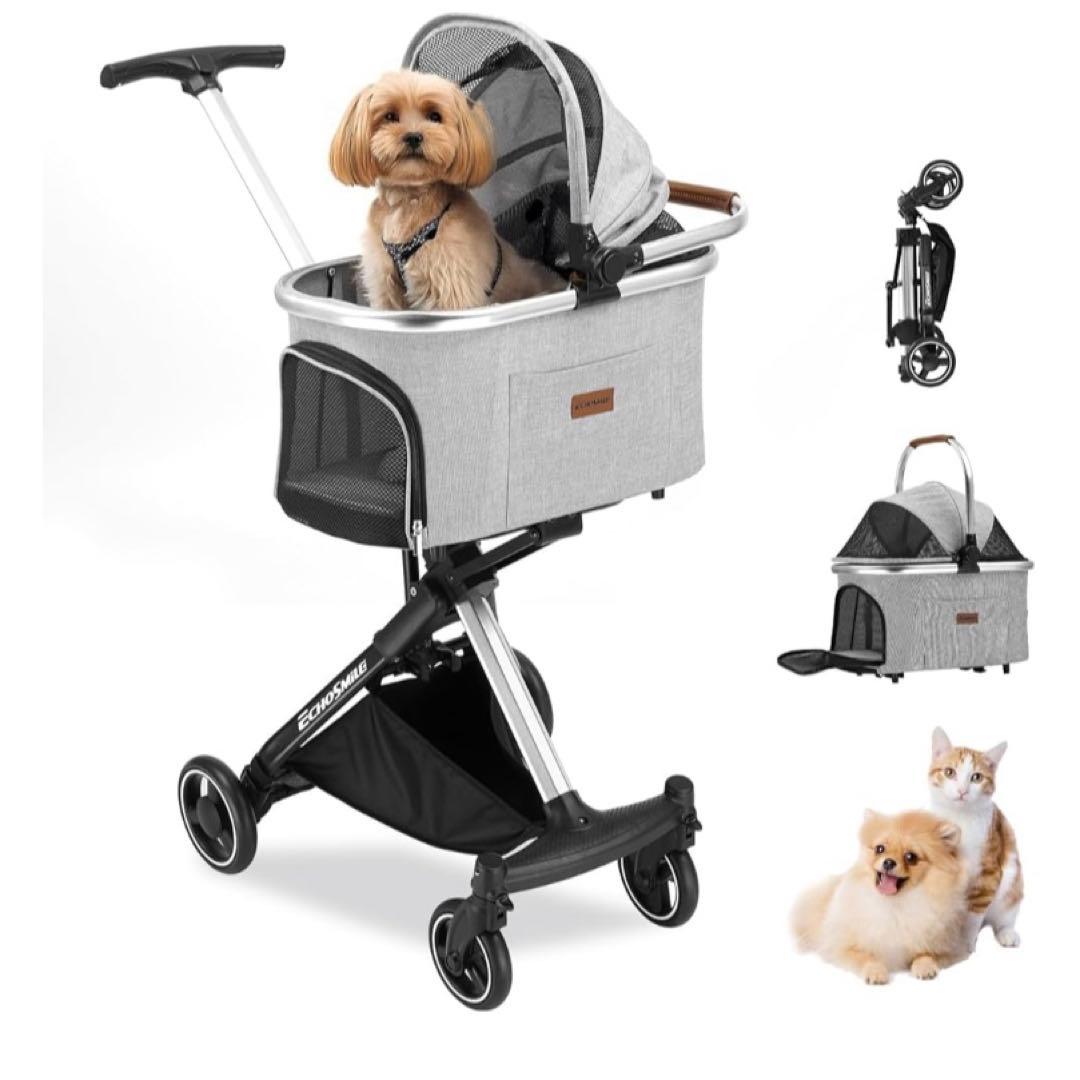 ペットカート 折りたたみ式軽量 耐荷重20kg ワンタッチ収納 犬猫兼用分離型