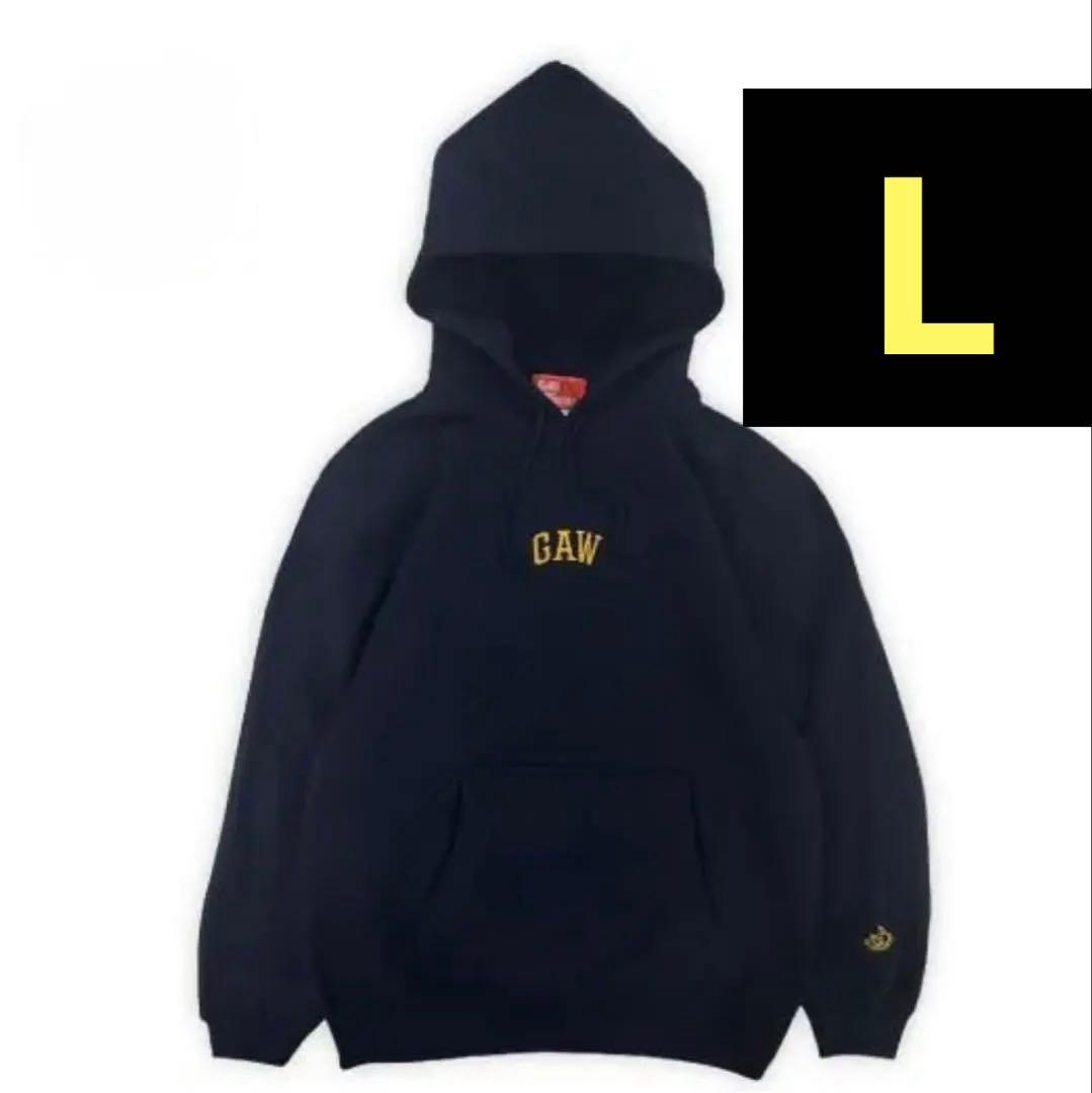 マンウィズ　刺繍パーカー　ネイビー×イエロー