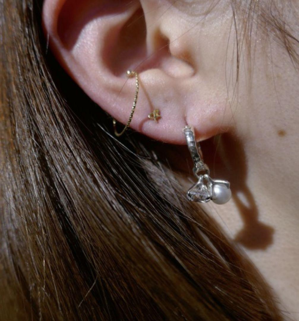 値下げ！e.m. シルバー ピアス フープピアス パール ジルコニア 片方