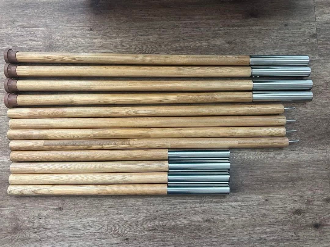 ウッドポール 4本セット 木製 タープ キャンプ アウトドア ノルディスク