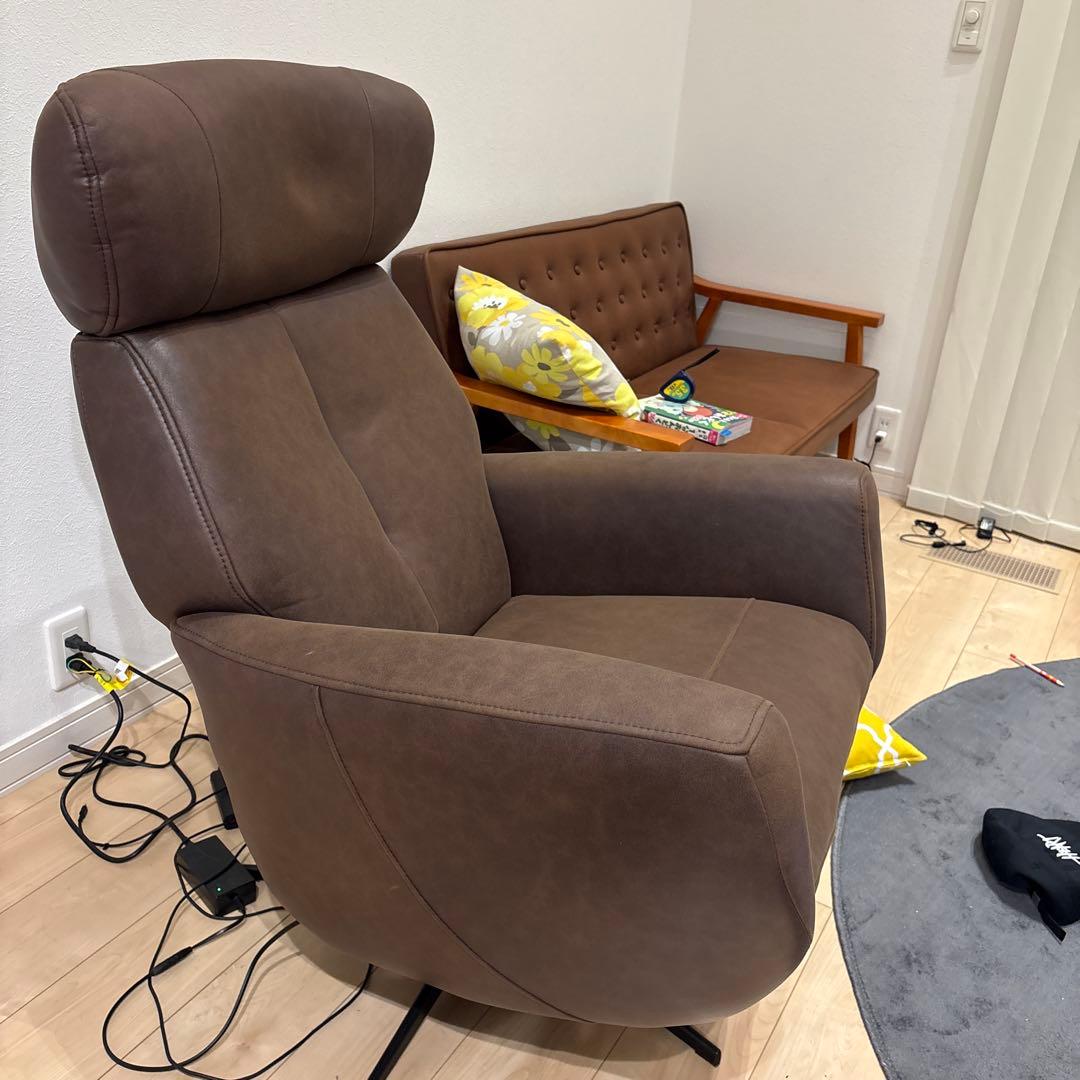 電動ソファ　1人掛け　ブラウンリクライニングソファヘッドレスト付き