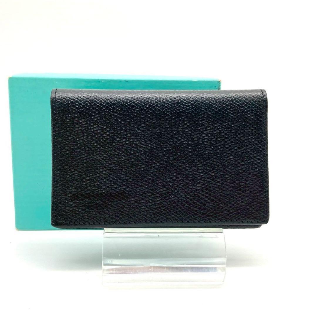 ティファニー 名刺入れ カード入れ レザー ブラック スリム 美品 71007