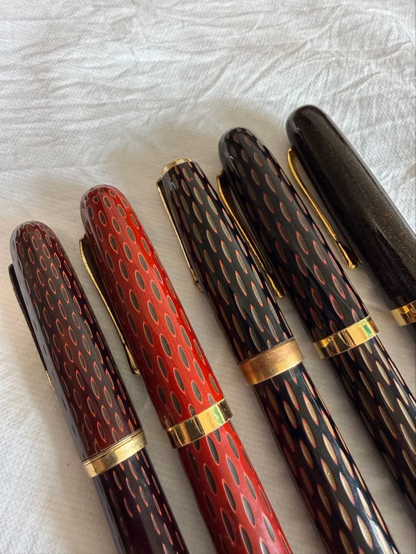 酒井栄助、兜木、鎌倉彫、土填修一万年筆5本セット