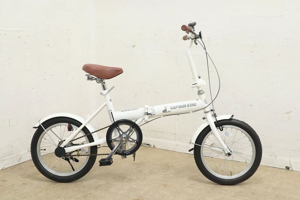 未使用保管品！CAPTAIN STAG 16インチ折り畳み自転車・ホワイト