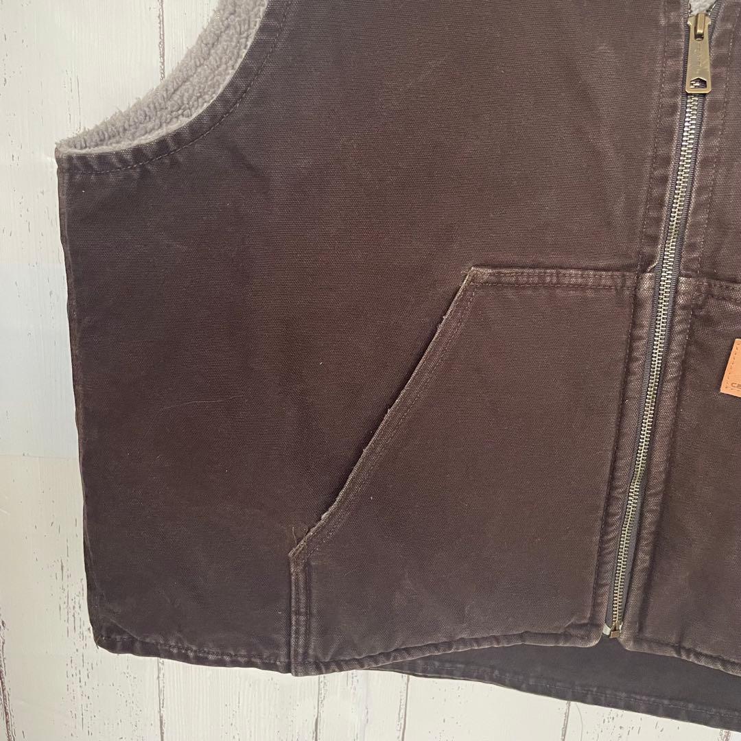 【貴重】カーハート　Carhartt ダックベスト　ボア　ダークブラウン 2XL