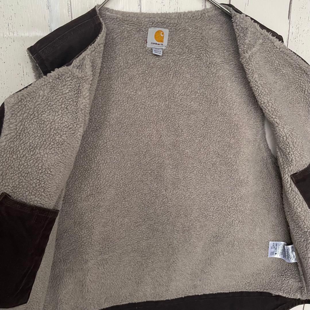 【貴重】カーハート　Carhartt ダックベスト　ボア　ダークブラウン 2XL