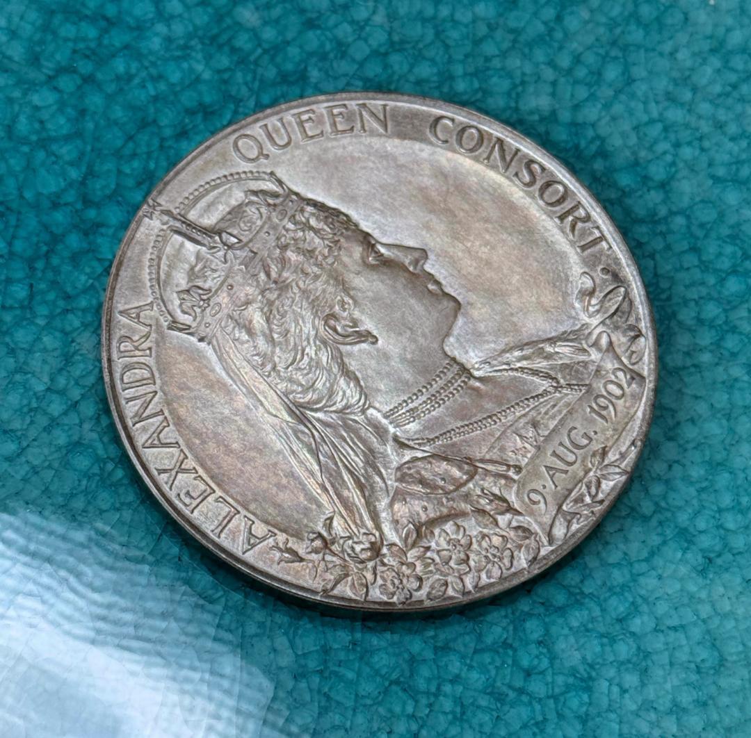 1902 イギリス エドワード アレクサンドラ コロネーション 大型 銀 メダル