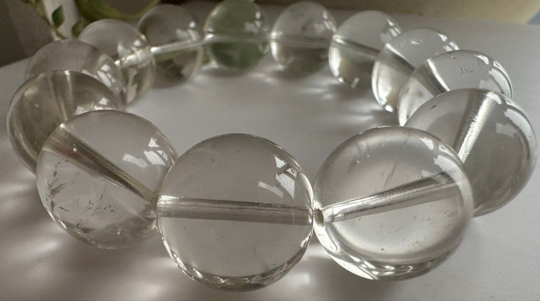 【希少・高品質】クリア アイリスクォーツ17mm 大珠ブレスレット一点物