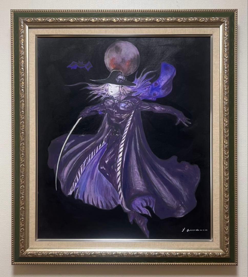 【F10】天野喜孝 /肉筆品/表裏サイン有り/手描き/アクリル/油絵/絵画/額縁