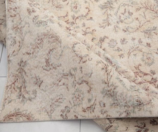 トルコ ヴィンテージラグ A27超大判 レア クリーム セージグリーン ベージュ