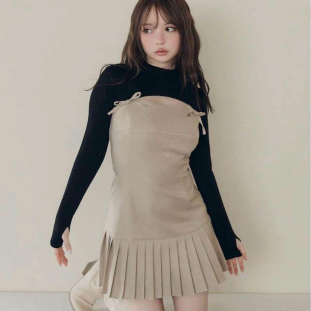 ワンピース andmary Karen knit set mini dress BEG S