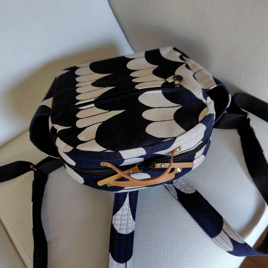 ミナペルホネン　両開きハンドメイドリュック