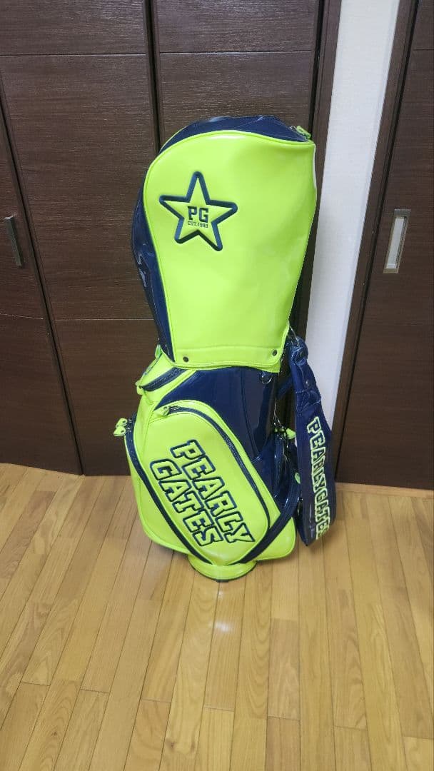 綺麗目　PEARLY GATES キャディバッグ 蛍光イエロー　ネイビー　ゴルフ