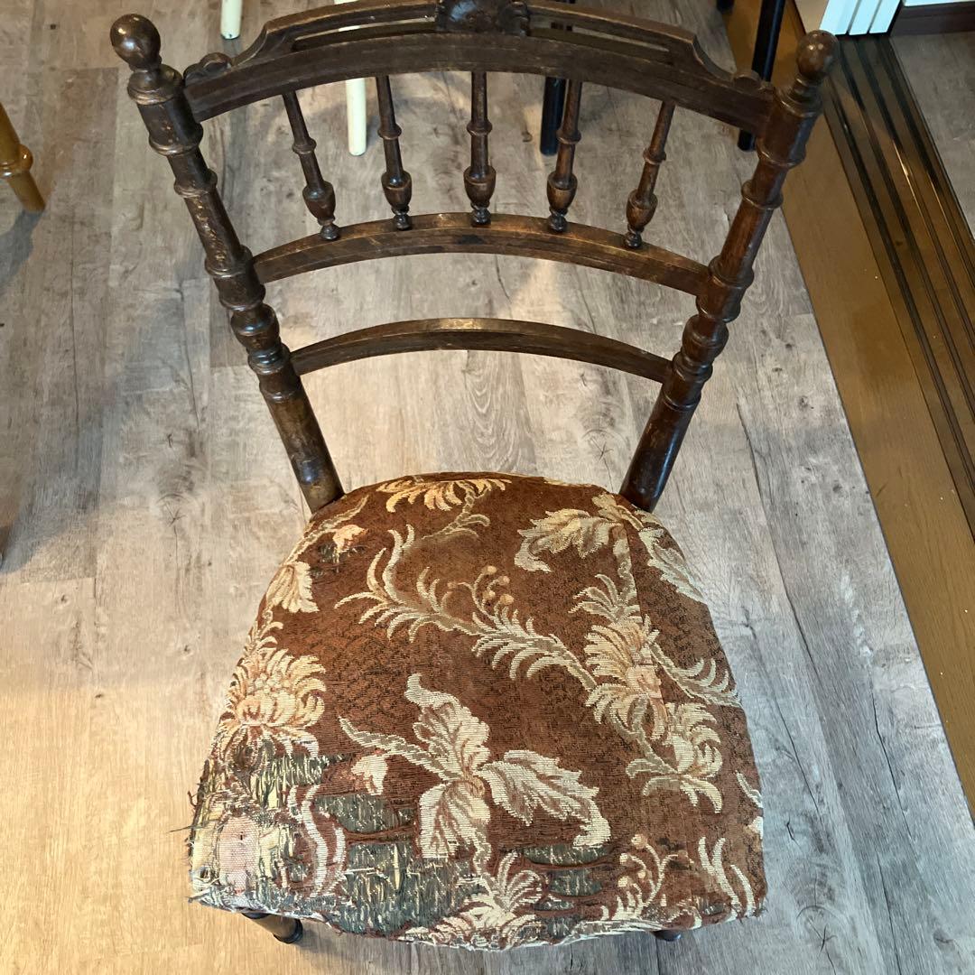 フランスアンティーク木製チェア 花柄