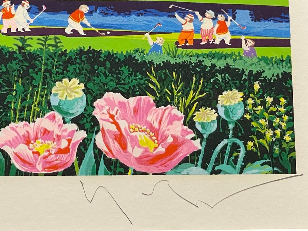 ヒロヤマガタ　ゴルファーズ　シルクスクリーン 48/300 山形博導画集　額付