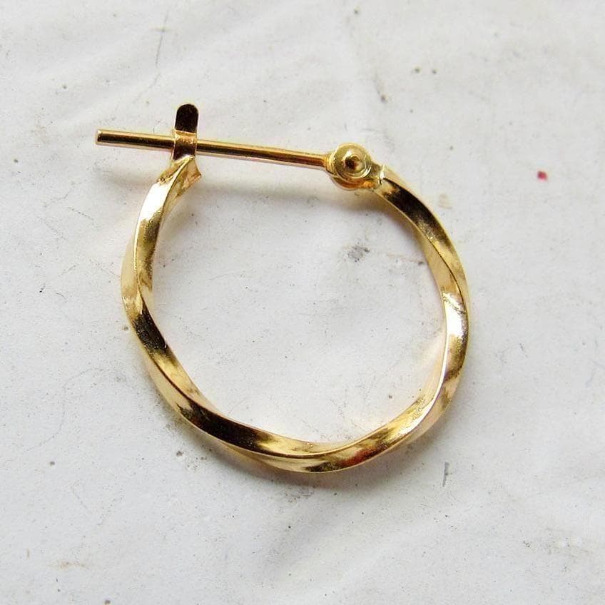 K18 ピアス フープ 18K ツイスト つけっぱなし 片耳 12 12ミリ