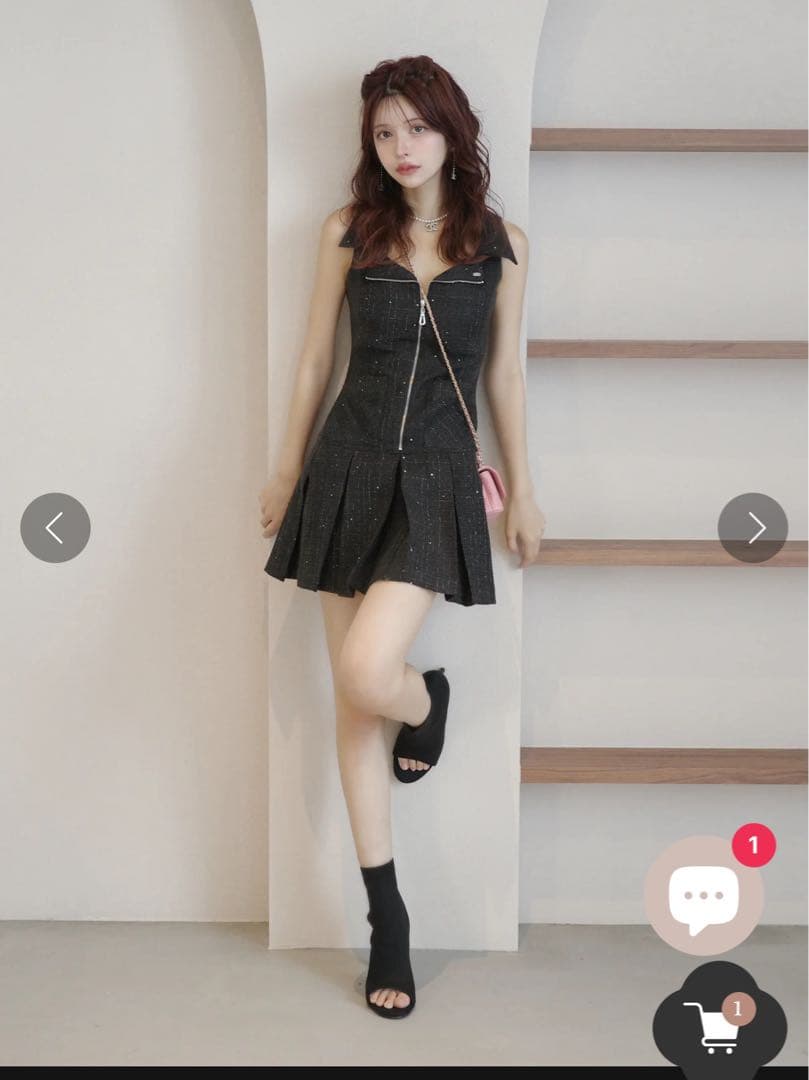 Randy　シャイニーツイードジップワンピース