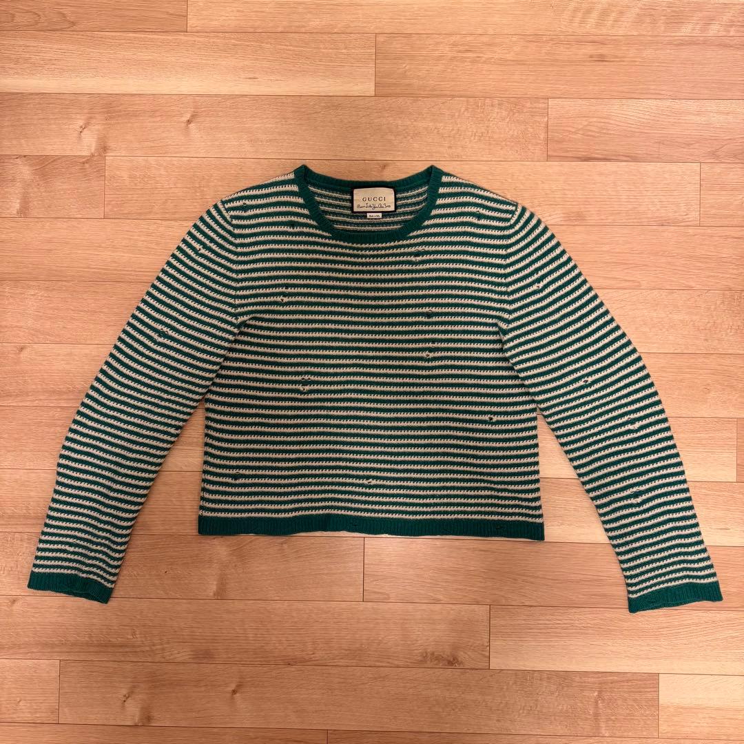 t*4様 20aw グッチ　ボーダー　ダメージ ニット ティモシー着