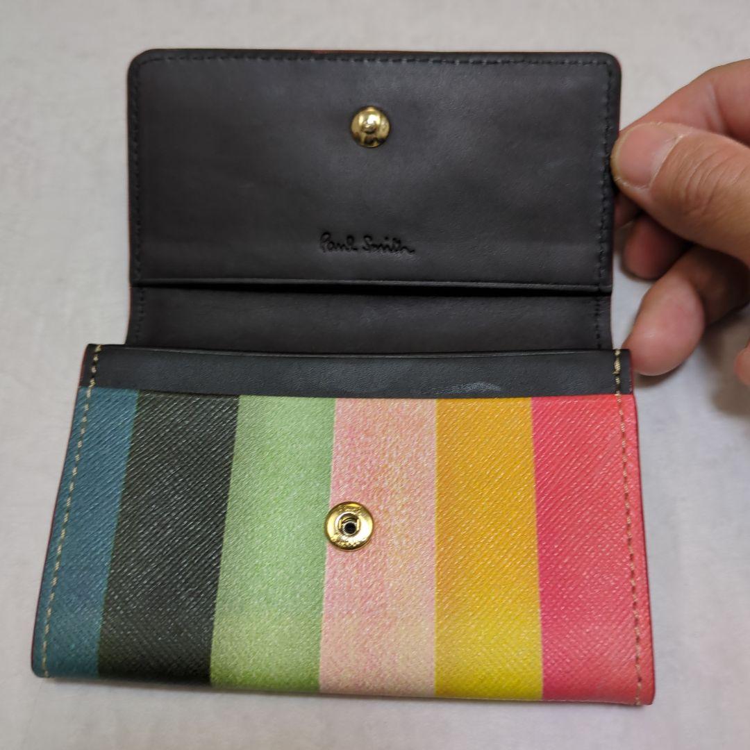 極美品　Paul Smith シグネチャーストライプ牛革名刺入れ