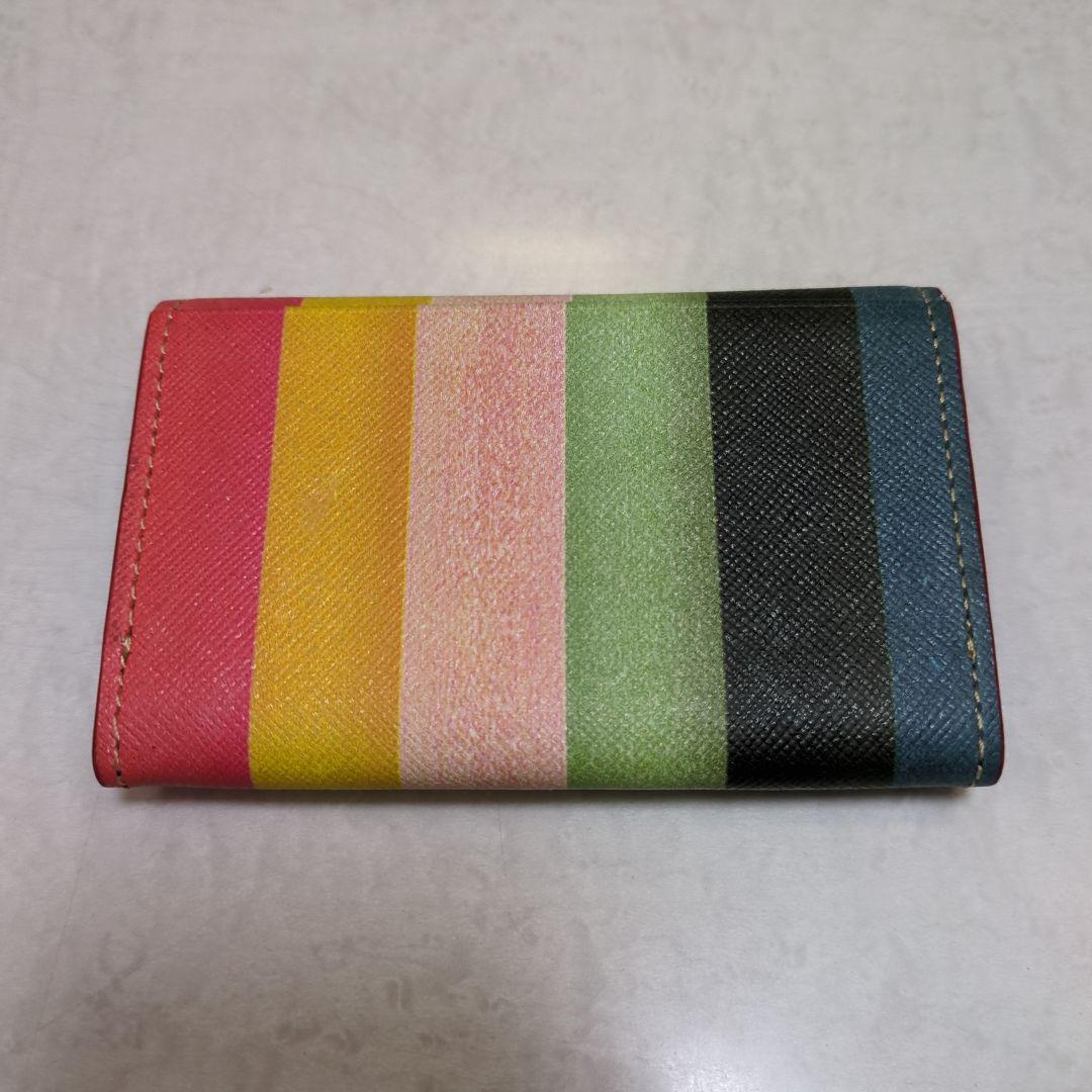 極美品　Paul Smith シグネチャーストライプ牛革名刺入れ