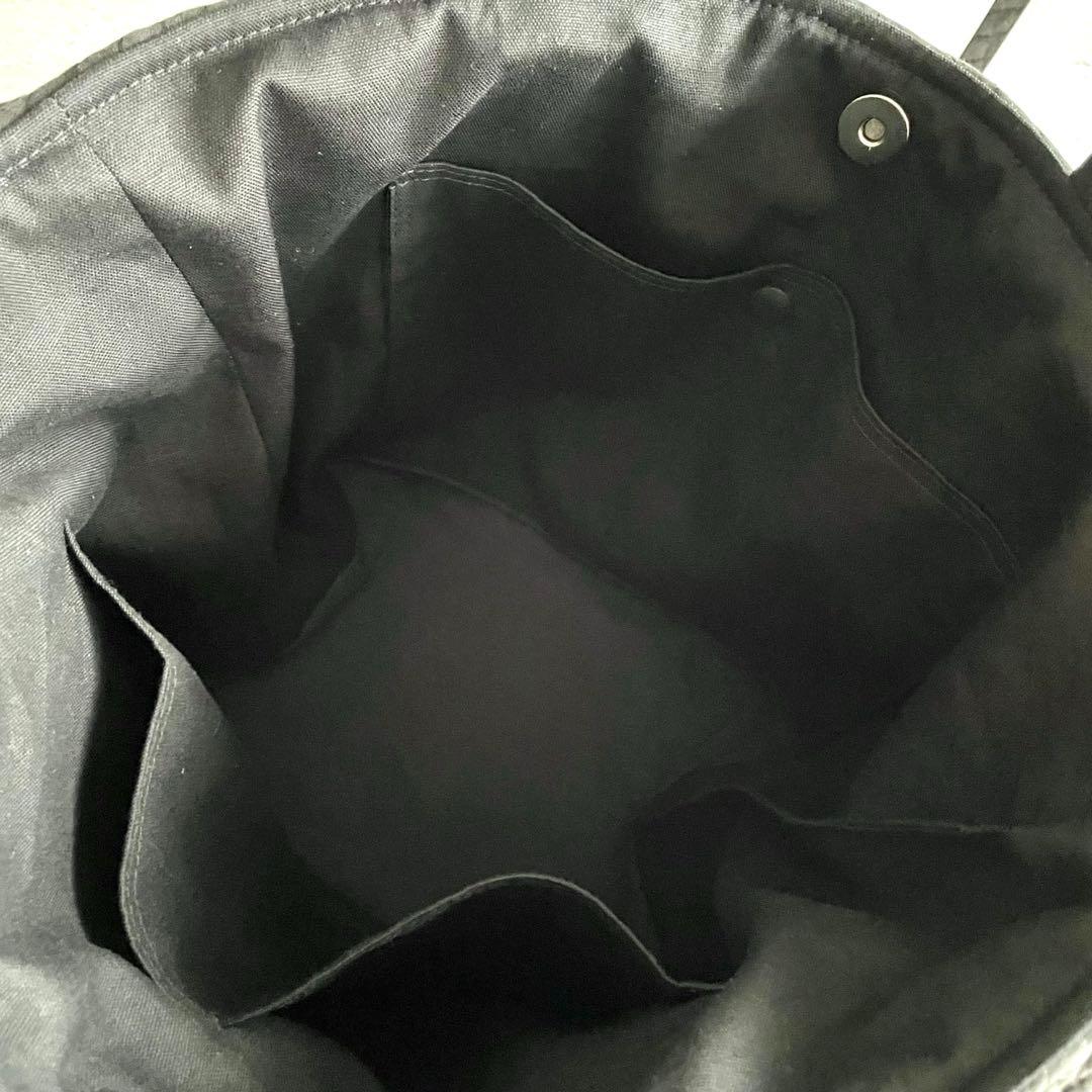 フリル付きヌビトートバッグ　2way ヌビバッグ　ブラック　ハンドメイド