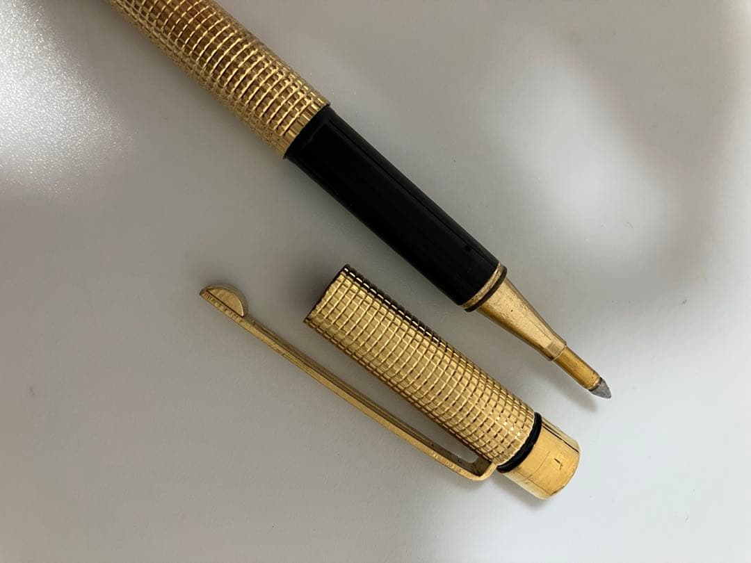 ゴールド 万年筆 ボールペン セット 刻印 585 14k ヴィンテージ 黒 金