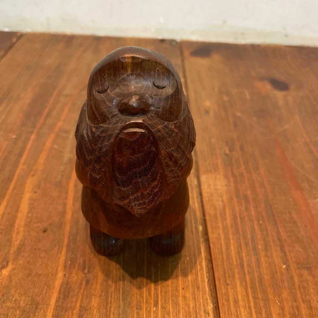 美品　木製　コロポックル　木彫り　彫刻　オブジェ　置物　縁起物　可愛いらしい表情