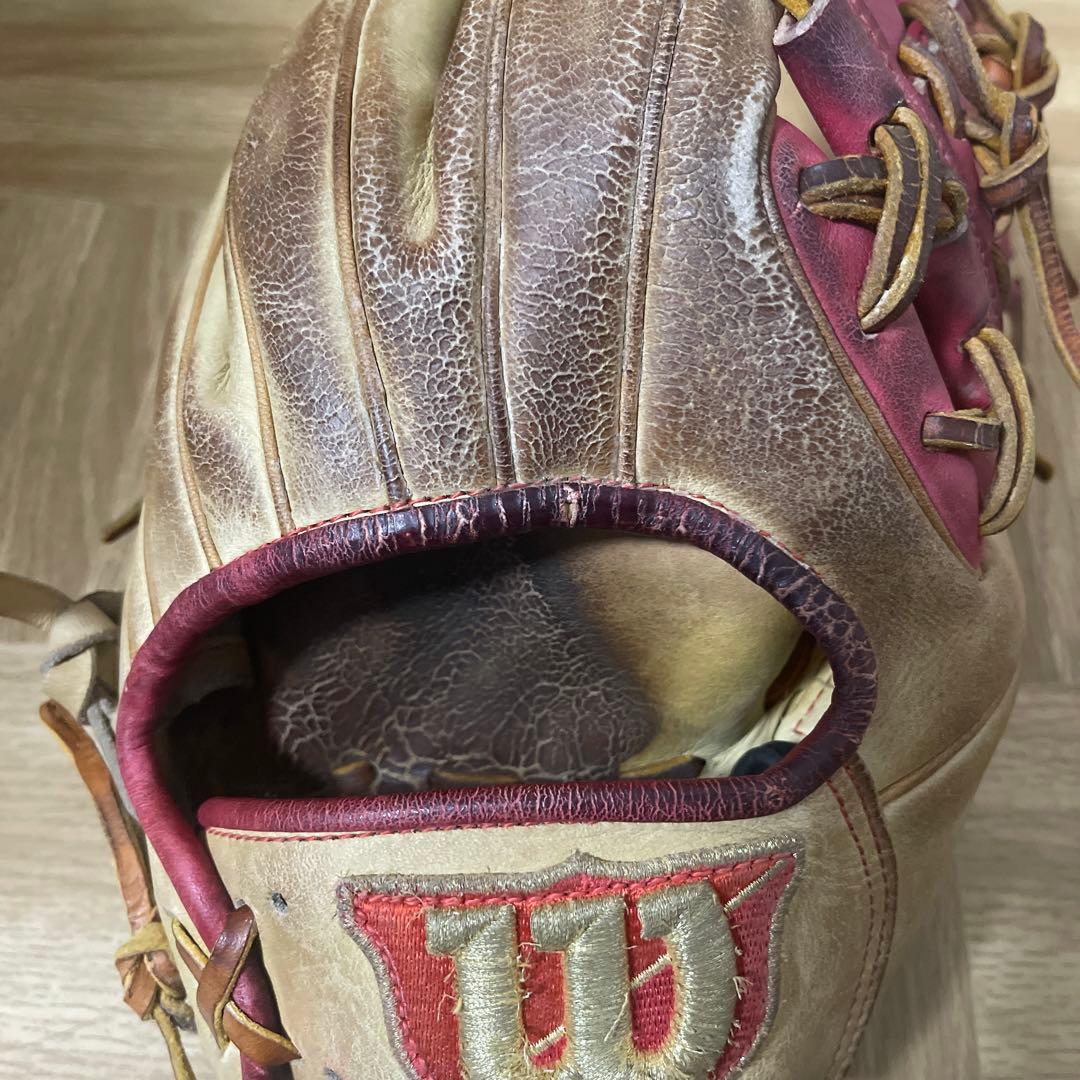 Wilson 軟式グローブ ベージュ/赤　内野