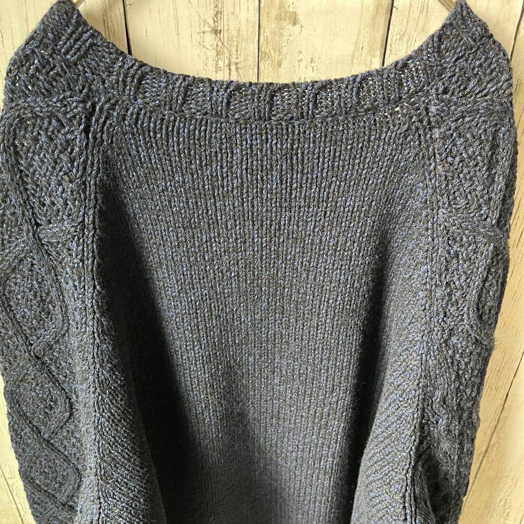 サンシー【3】フィッシャーマンニットセーター【ネイビー】入手困難