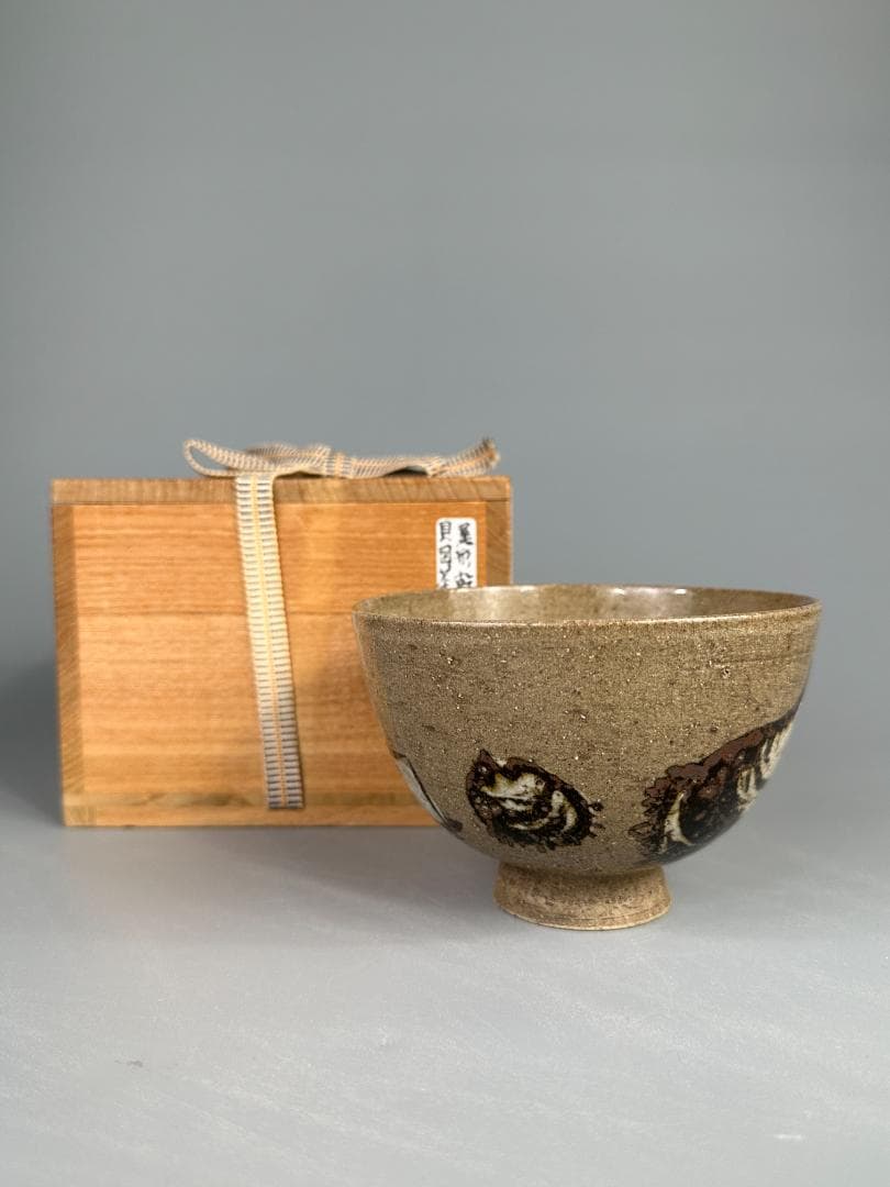 日本美術 尾形乾山写 茶碗 湯呑み 貝図茶碗 木箱入り
