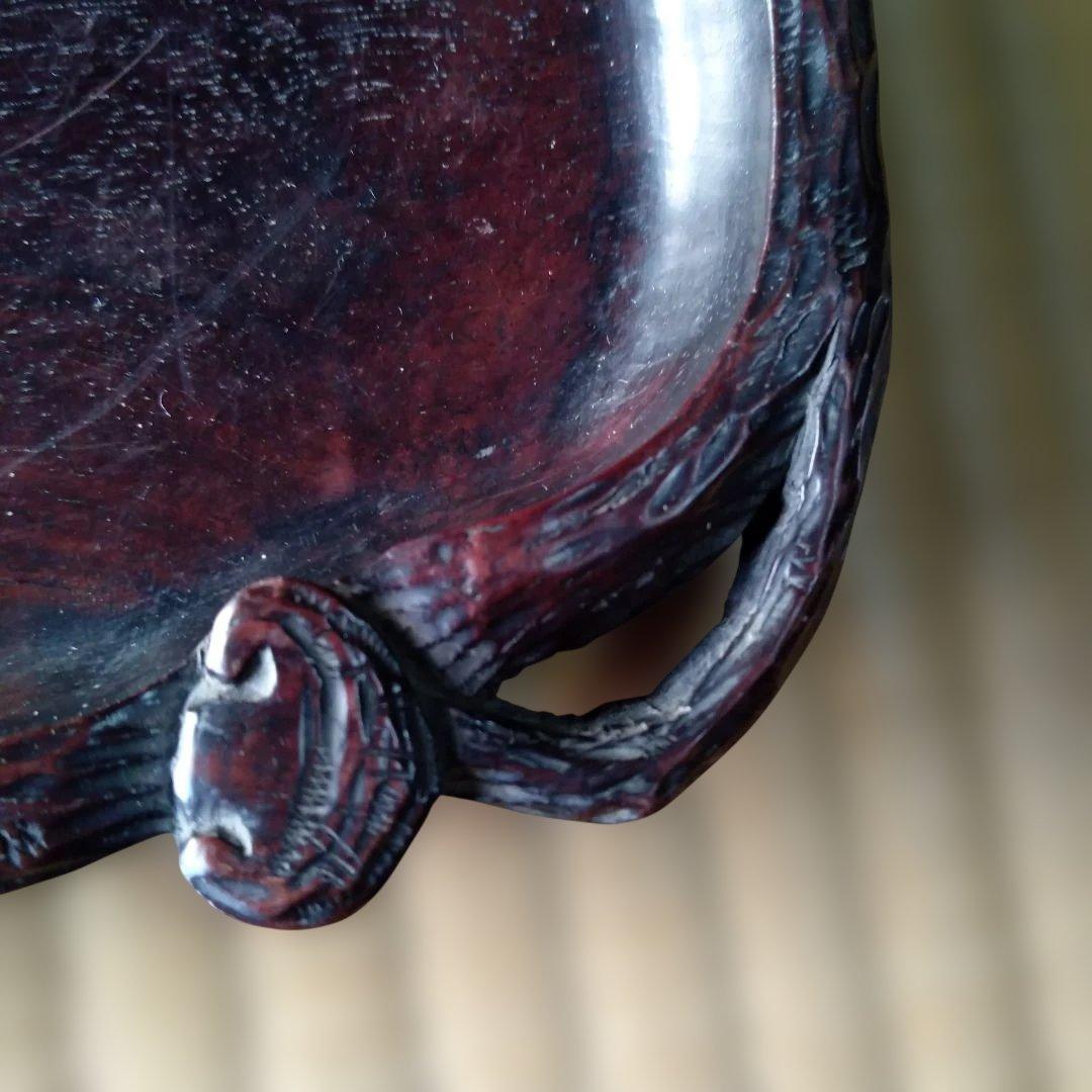 古道具 アンティーク 　木製　お盆　　くり抜き盆　天然木　骨董