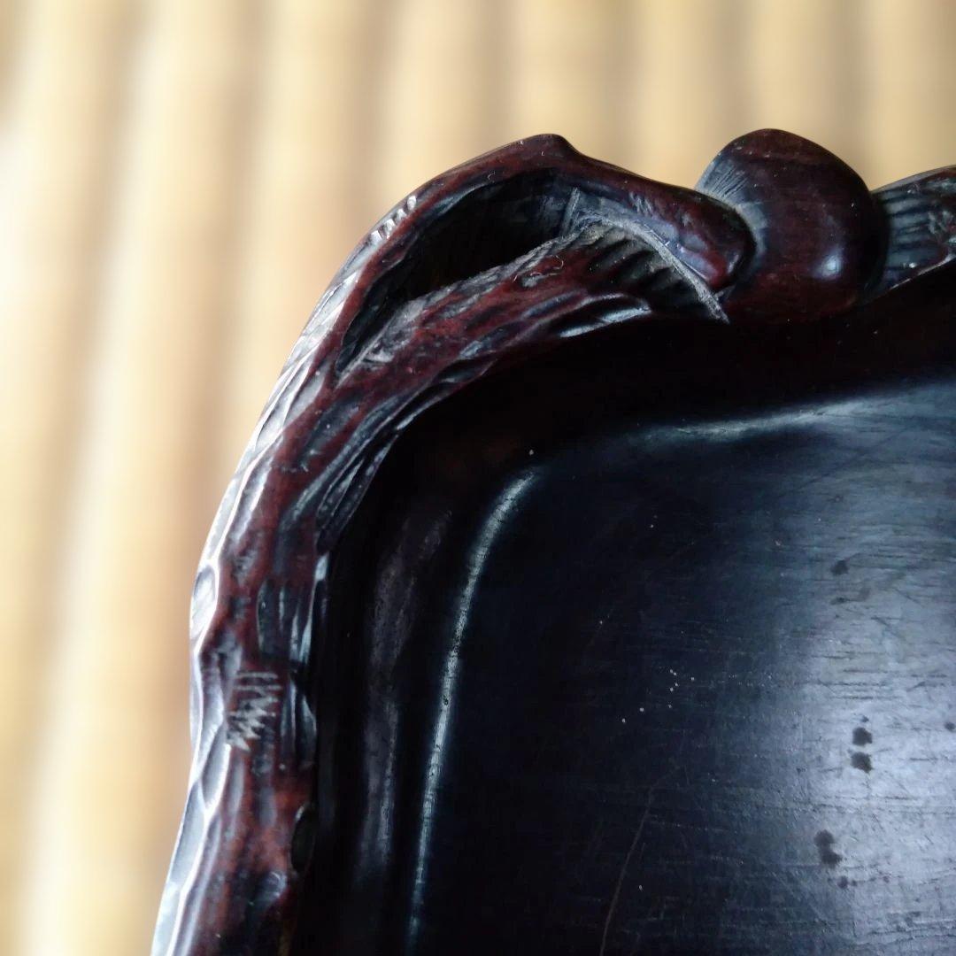 古道具 アンティーク 　木製　お盆　　くり抜き盆　天然木　骨董