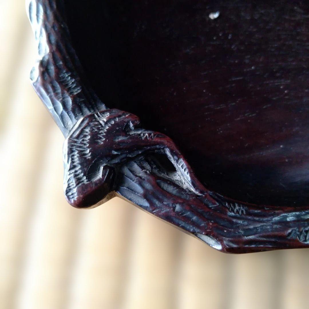 古道具 アンティーク 　木製　お盆　　くり抜き盆　天然木　骨董