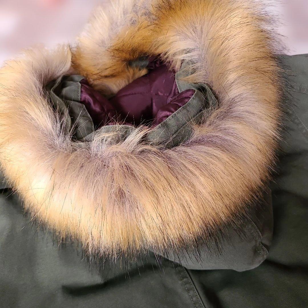 HIBECKカーキ色ファー付きモッズコート