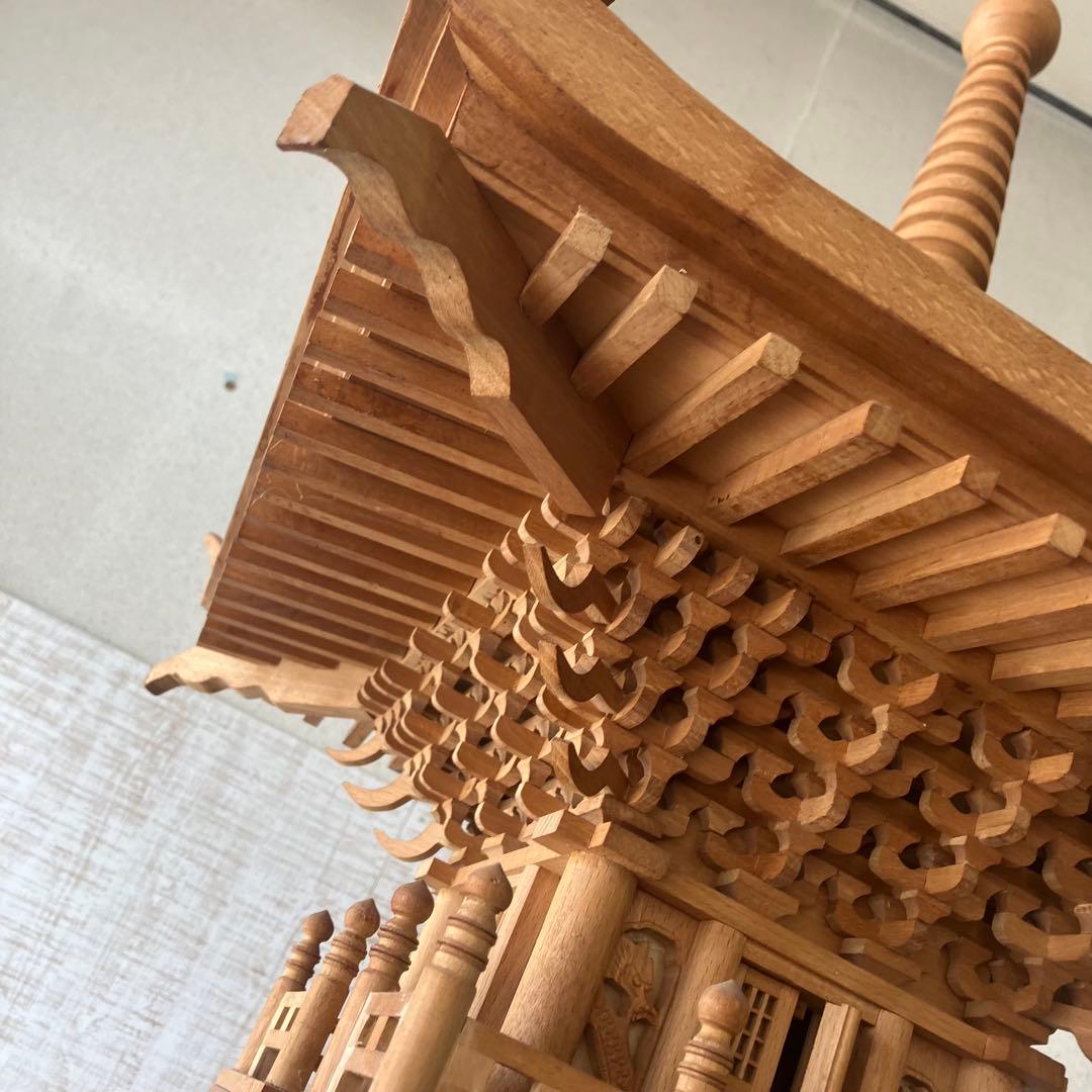 昭和レトロ 特大 木製 五重塔 置物 オブジェ 飾り 寺院模型 ビンテージ