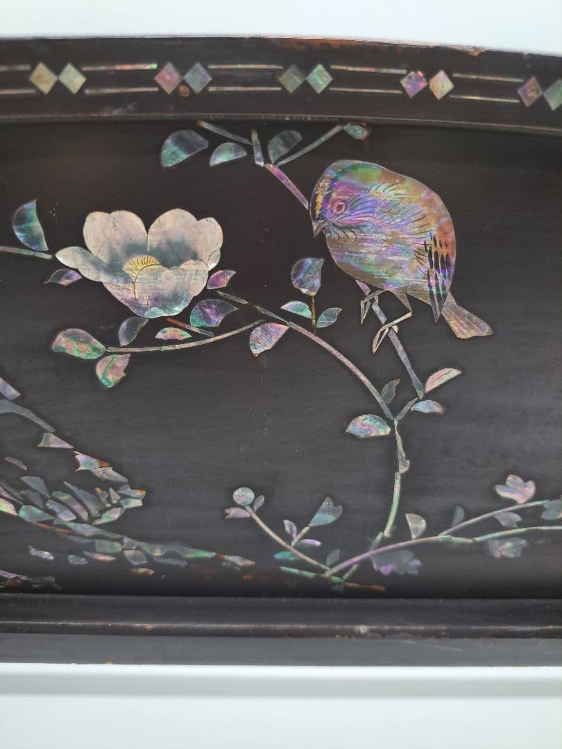 Y*タ様 時代名品 長崎螺鈿細工刀掛 木製漆塗刀掛け台 武具 時代物 極上品 日