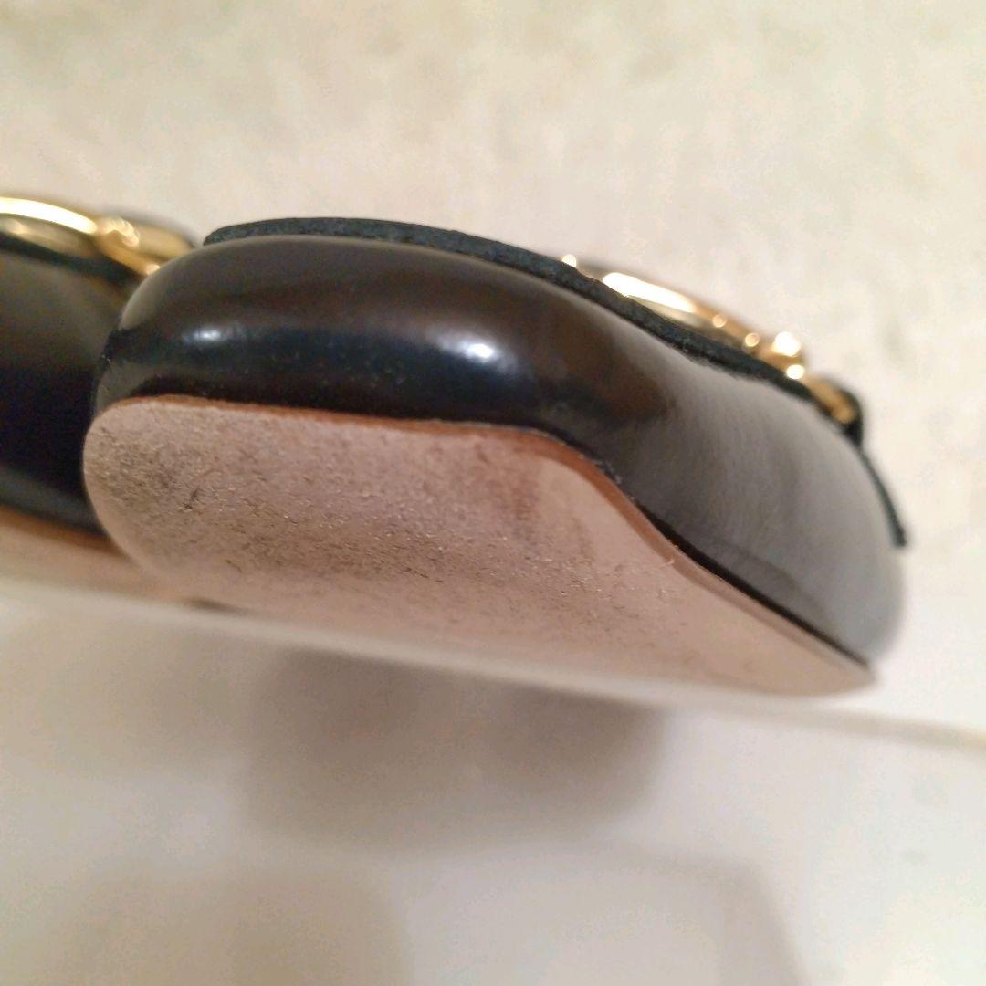 極美品 ファビオルスコーニ 本革 24.5 ビットローファー ローヒール 黒