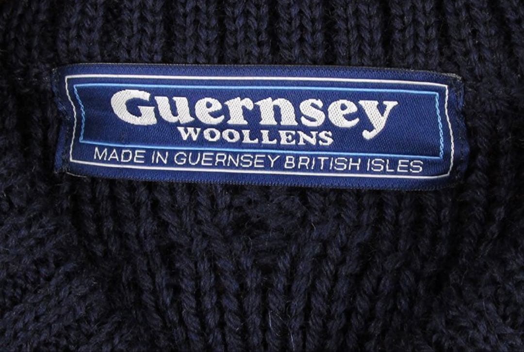 英国製/ガンジーウーレンズ/ケーブルニット ネイビーセーター