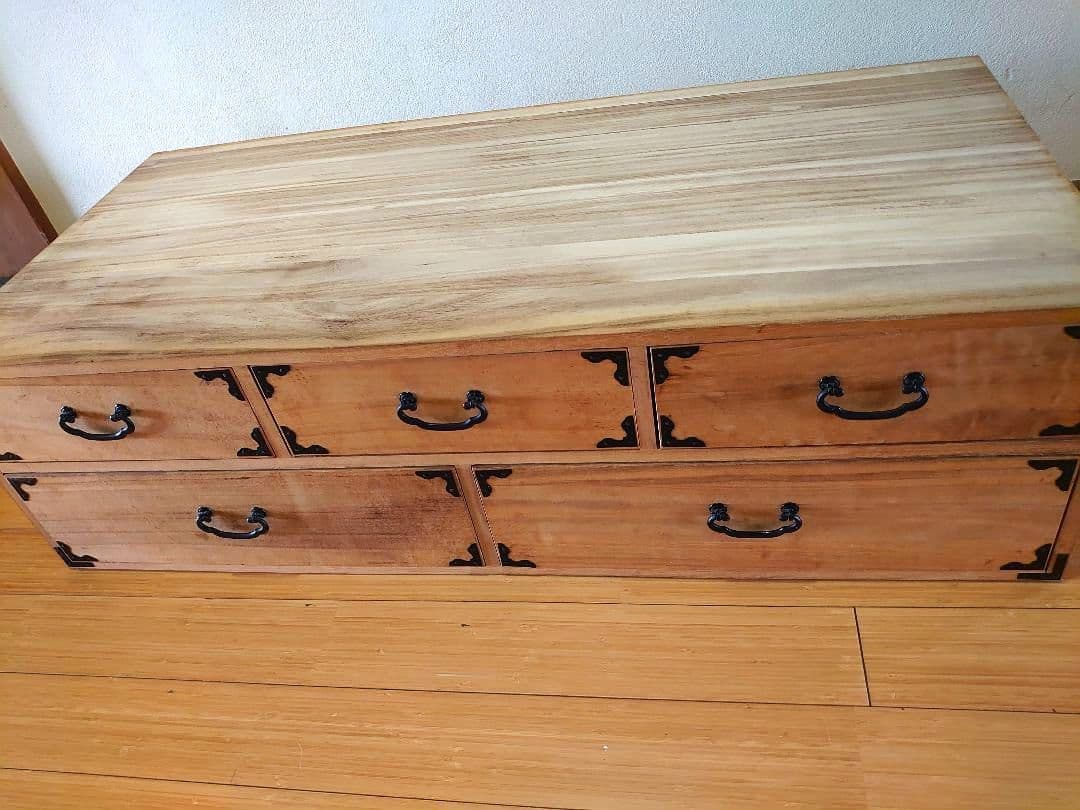 ヴィンテージ 桐箪笥2段 天然木 整理箪笥 引き戸 木製 和タンス 棚 チェスト