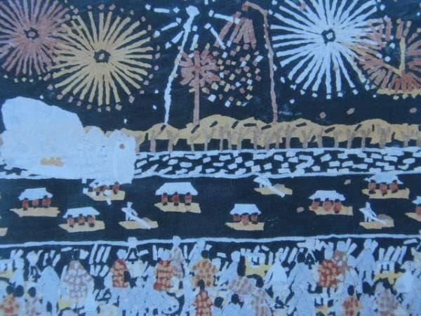 山下 清、江戸川の花火、希少な画集より、新品高級額装付、状態良好